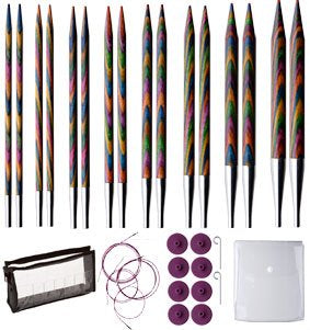 Knit Picks Options Interchangeable Rainbow Wood Circular Knitting Needle Set