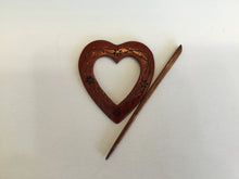 Load image into Gallery viewer, Heart shaped shawl pin in Padauk wood