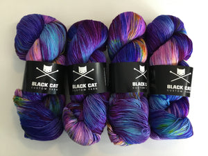 Black Cat Custom Yarn | Fingering Weight | Everyday Sock | 80% SW Merino, 20% Nylon | 400 yards | 113 grams